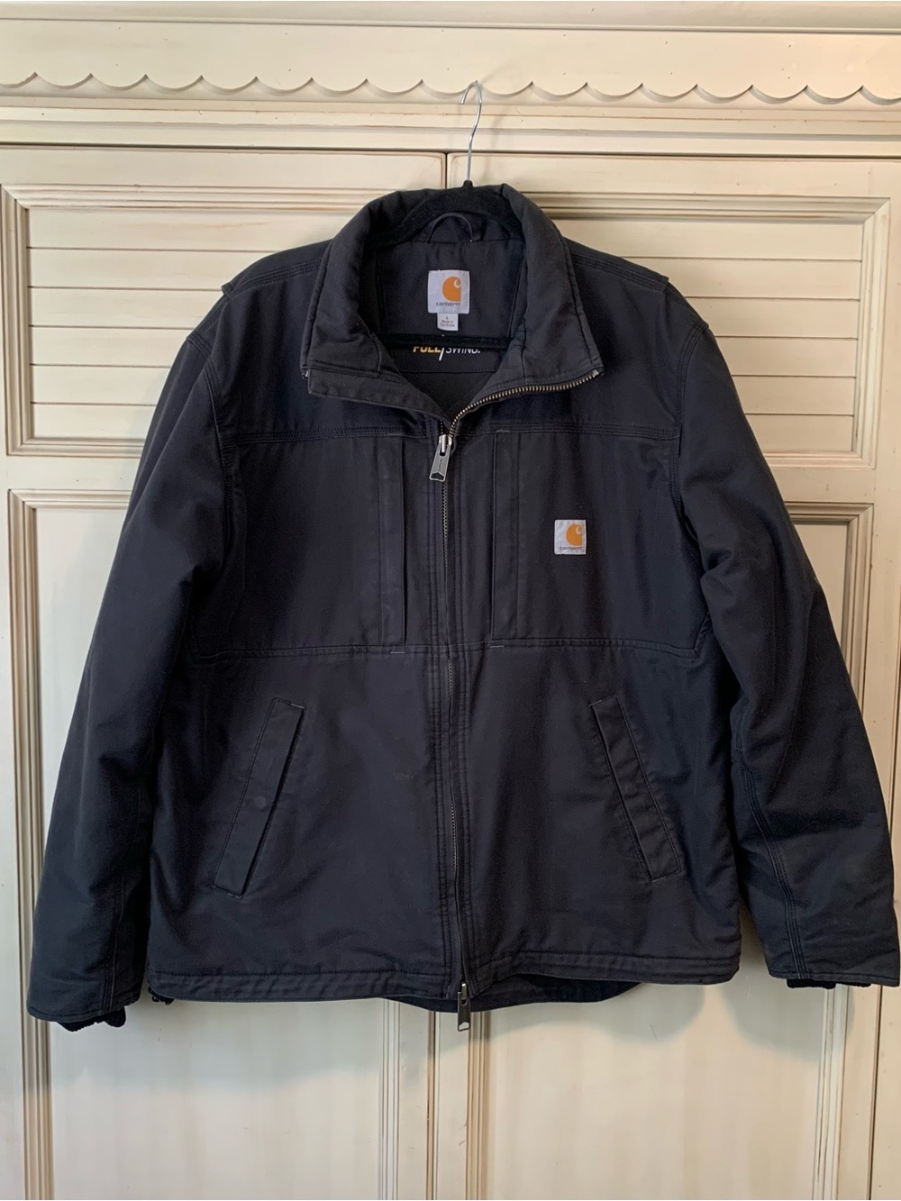 Carhartt Jacket Mens Large Black Full Swing Work Jacket Workwear Coat 102207